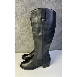 INC International Concepts Fawne Leather Riding Boots Black Size 6.5 Knee High